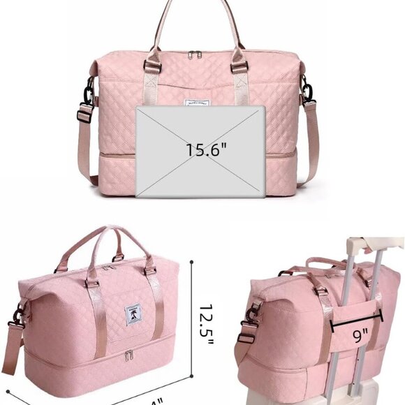 Travel Duffle Bag with Shoe Compartment, Large Weekender Tote for Women,Carry on - Picture 5 of 6